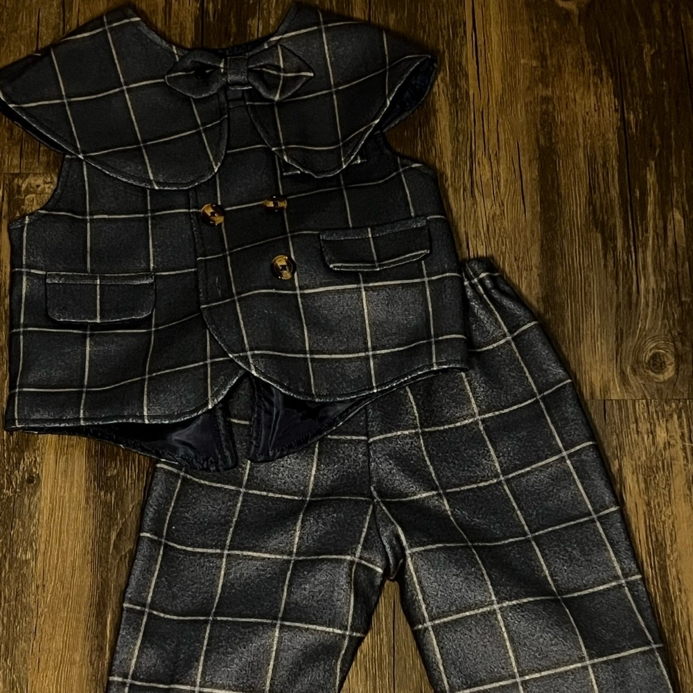 Blue Toddler Boy Plaid Suit Set